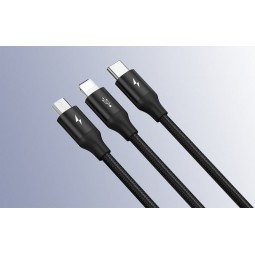 Baseus Rapid Series 3-in-1 3.5A 1.2m USB-C to Lightning, USB-C, microUSB - kombinuotas kabelis, juodas kaunas