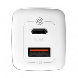 Baseus GaN2 Lite 65W Quick Charger, USB-C, USB-A, White - buitinis įkroviklis išsimokėtinai