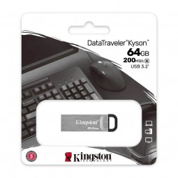 Kingston DataTraveler Kyson 64GB USB3.2 200MB/s, Metal, Silver - USB atmintinė internetu