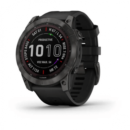 Garmin fenix 7X Sapphire Solar 51mm, Carbon Gray / Black, Silicone, Wi-Fi, GPS išmanusis laikrodis kaina