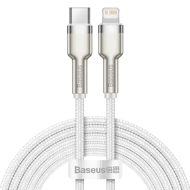 Baseus Cafule Type-C to Lightning PD2 20W 2m greito įkrovimo kabelis, baltas kaina