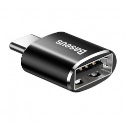 Baseus Mini USB Female to Type-C Male 2.4A Adapter Converter - adapteris, juodas  internetu