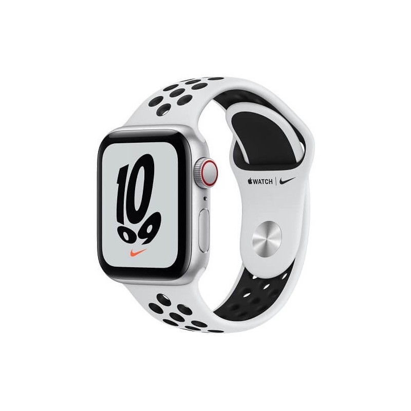 Apple Watch Nike SE GPS + Cellular, 40mm Silver Aluminium Case with Pure Platinum/Black Nike Sport Band kaina