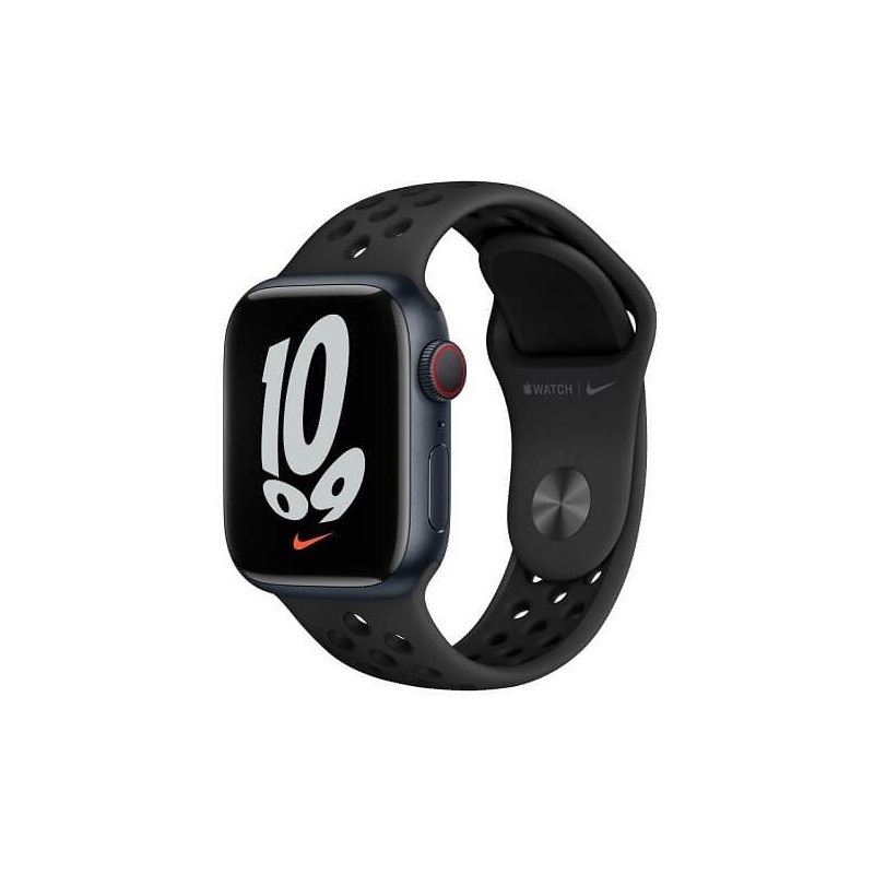 Apple Watch Nike Series 7 GPS + Cellular, 41 mm Midnight Aluminium Case with Anthracite/Black Nike Sport Band kaina Apple Watch Nike Series 7 GPS + Cellular, 41 mm Midnight Aluminium Case with Anthracite/Black Nike Sport Band kaina
