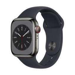 Apple Watch Series 8 GPS + Cellular, 41mm Graphite Stainless Steel Case with Midnight Sport Band - Regular kaina