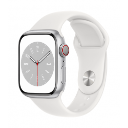Apple Watch Series 8 GPS + Cellular, 41mm Silver Aluminium Case with White Sport Band - Regular kaina