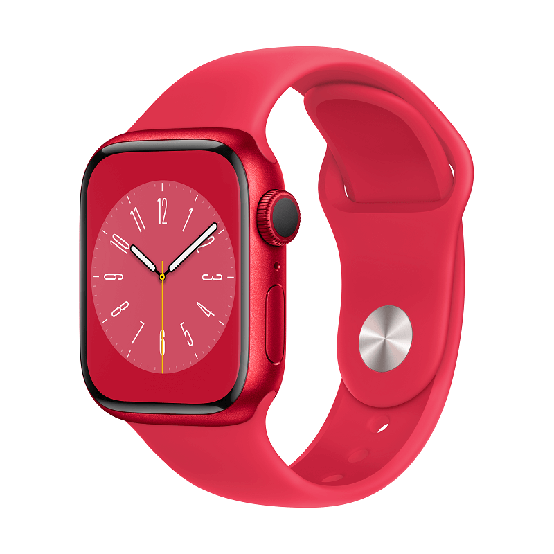 Apple Watch Series 8 GPS + Cellular, 41mm (PRODUCT) RED Aluminium Case with (PRODUCT)RED Sport Band - Regular kaina
