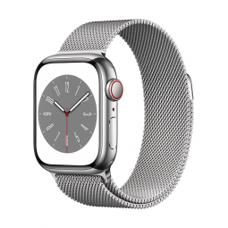 Apple Watch Series 8 GPS + Cellular, 41mm Silver Stainless Steel Case with Silver Milanese Loop kaina