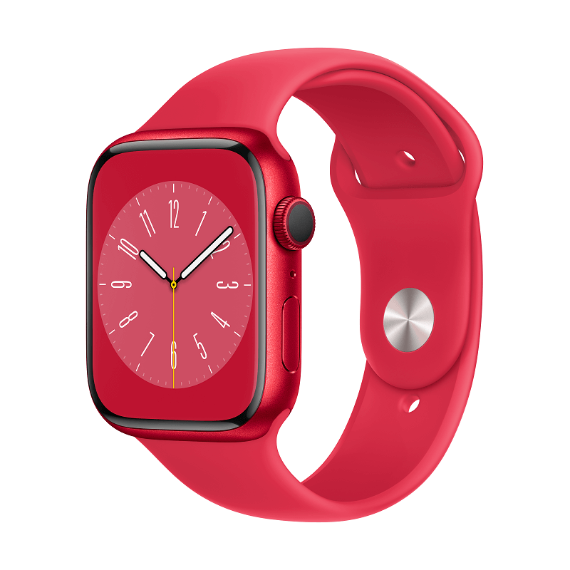 Apple Watch Series 8 GPS + Cellular, 45mm (PRODUCT)RED Aluminium Case with (PRODUCT)RED Sport Band - Regular kaina