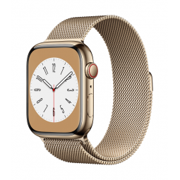Apple Watch Series 8 GPS + Cellular, 45mm Gold Stainless Steel Case with Gold Milanese Loop kaina
