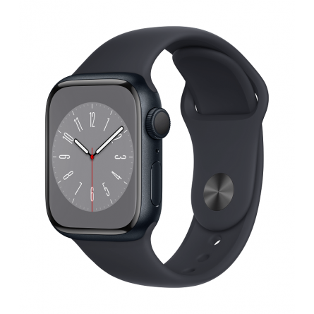 Apple Watch Series 8 GPS, 41mm Midnight Aluminium Case with Midnight Sport Band - Regular kaina