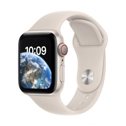 Apple Watch SE 2nd gen GPS+ Cellular 40mm Starlight Aluminium Case with Starlight Sport Band - Regular 2nd Gen kaina