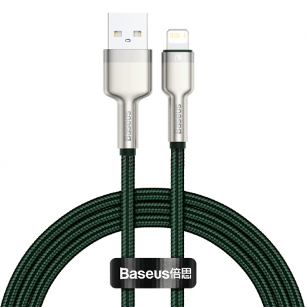 Baseus Cafule Metal USB to Lightning 2.4A Data Cable, Green - kabelis kaina