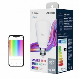 Yeelight Smart LED Bulb W3 Color E27, 8W, 900lm, 1700-6500K, 60mm, LED išmanioji lemputė garantija