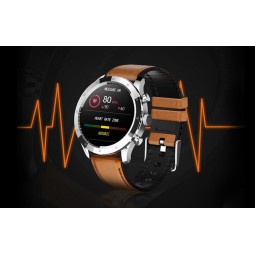 Colmi SKY 5 PLUS 45mm Smart Watch, Leather Strap, Black/Brown - išmanusis laikrodis išsimokėtinai