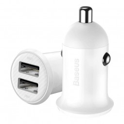 Baseus Grain Pro Car Charger 2x USB 4.8A automobilinis įkroviklis,balta pigiau