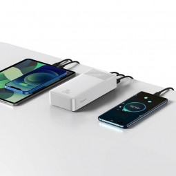 Baseus Bipow Digital Display 30000mAh 20W Power Bank - greito įkrovimo išorinė baterija, balta garantija