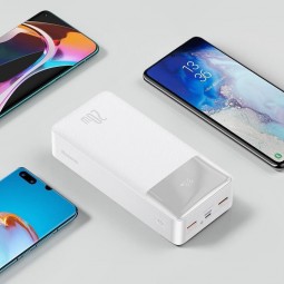 Baseus Bipow Digital Display 30000mAh 20W Power Bank - greito įkrovimo išorinė baterija, balta etopas.lt