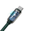 Baseus Display Fast Charging Type C to Type C 100W, 1m, Green - greito įkrovimo kabelis pigiai