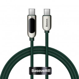 Baseus Display Fast Charging Type C to Type C 100W, 1m, Green - greito įkrovimo kabelis kaina