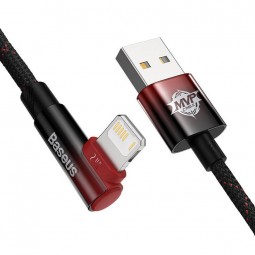 Baseus MVP 2 Elbow - Shaped USB to iP 2.4A 1m, Black/Red - greito įkrovimo kabelis internetu