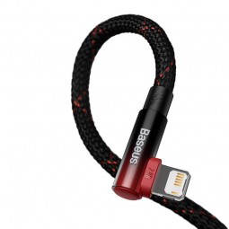 Baseus MVP 2 Elbow - Shaped USB to iP 2.4A 1m, Black/Red - greito įkrovimo kabelis išsimokėtinai