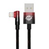 Baseus MVP 2 Elbow - Shaped USB to iP 2.4A 1m, Black/Red - greito įkrovimo kabelis pigiau