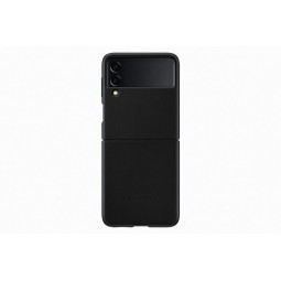 Samsung Leather Cover VF711LBE for Galaxy Flip 3, Black - telefono dėklas kaina