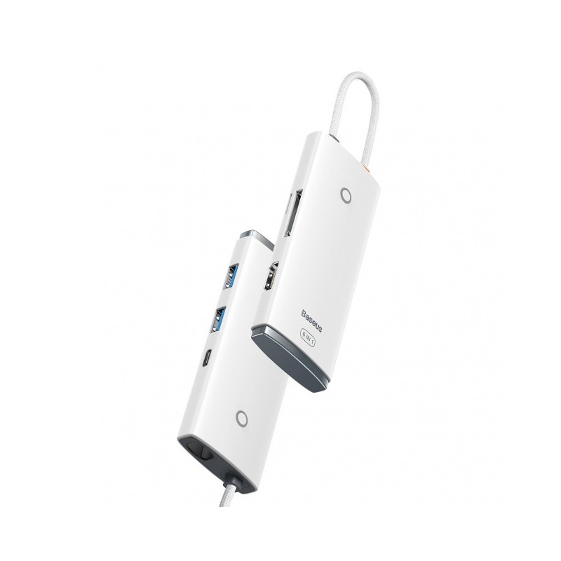 Baseus Lite 6in1 Multifunctional Type-C Hub, White - jungčių stotelė kaina Baseus Lite 6in1 Multifunctional Type-C Hub, White - jungčių stotelė kaina