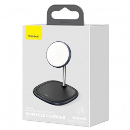 Baseus Swan Magnetic Desktop Bracket Wireless Charger for iPhone 12, Black - belaidis įkroviklis / laikiklis epirkimas.lt