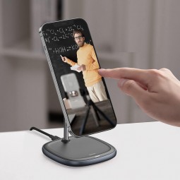 Baseus Swan Magnetic Desktop Bracket Wireless Charger for iPhone 12, Black - belaidis įkroviklis / laikiklis garantija