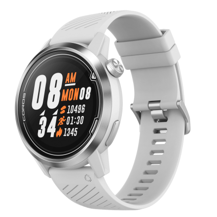 Coros APEX Premium 46mm Multisport Watch, White / Silver, Silicone - multisportinis išmanusis laikrodis kaina