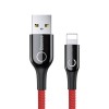 Baseus Lightning C-Shaped 2.4A 1m kabelis su indikacija, raudonas kaina
