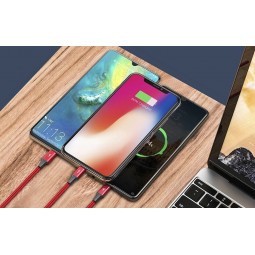 Baseus Rapid Series 3-in-1 3.5A 1.2m USB-C to Lightning, USB-C, microUSB - kombinuotas kabelis, raudonas kaune