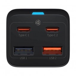 Baseus GaN3 Pro 65W Destop Fast Charger, USB-C x2, USB x2, Black - buitinis įkroviklis išsimokėtinai