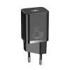 Baseus Super Si Quick Charger 1C 25W with USB-C to USB-C 1m cable, Black - buitinis įkroviklis išsimokėtinai