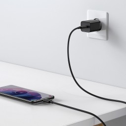 Baseus Super Si Quick Charger 1C 25W with USB-C to USB-C 1m cable, Black - buitinis įkroviklis lizingu