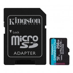 Kingston microSDXC 256GB Canvas Go! Plus 170MB/s atminties kortelė su SD adapteriu kaina
