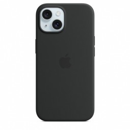 Apple iPhone 15 Silicone Case with MagSafe - Black kaina