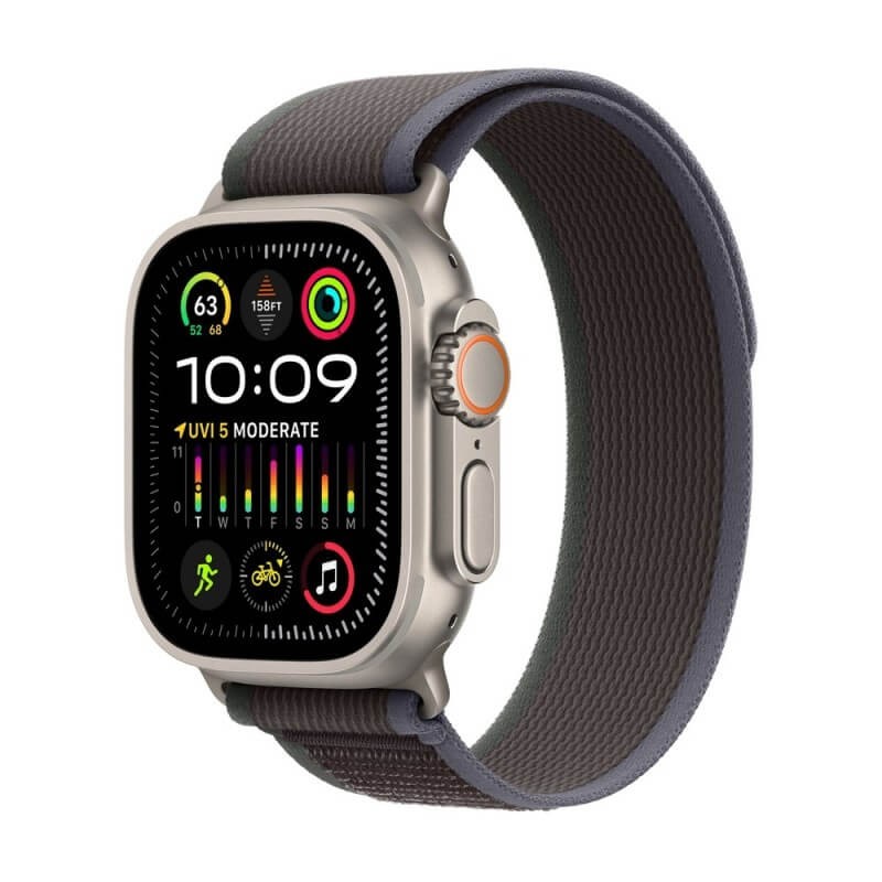 Apple Watch Ultra 2 GPS + Cellular, 49mm Titanium Case with Blue/Black Trail Loop - S/M kaina Apple Watch Ultra 2 GPS + Cellular, 49mm Titanium Case with Blue/Black Trail Loop - S/M kaina