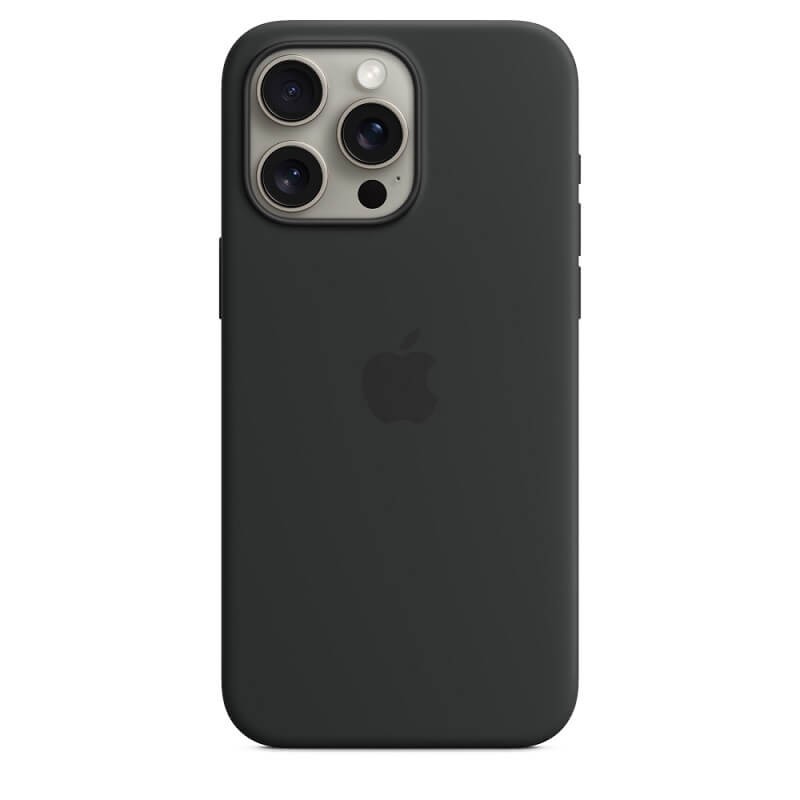 Apple iPhone 15 Pro Max Silicone Case with MagSafe - Black kaina Apple iPhone 15 Pro Max Silicone Case with MagSafe - Black kaina