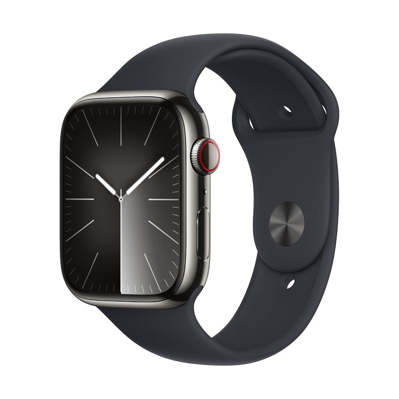 Apple Watch Series 9 GPS + Cellular 45mm Graphite Stainless Steel Case with Midnight Sport Band - M/L kaina