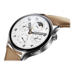 Xiaomi Mi Watch S1 Pro 46mm Silver Stainless Steel Case Brown Leather, Wi-Fi, NFC, Silver - išmanusis laikrodis išsimokėtinai