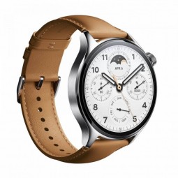 Xiaomi Mi Watch S1 Pro 46mm Silver Stainless Steel Case Brown Leather, Wi-Fi, NFC, Silver - išmanusis laikrodis internetu