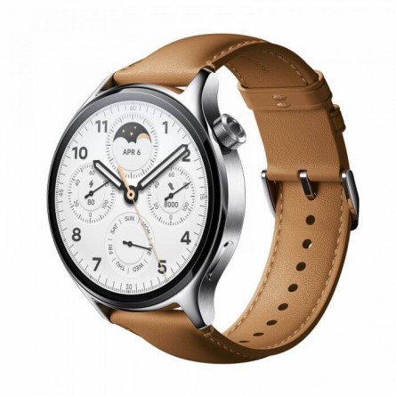 Xiaomi Mi Watch S1 Pro 46mm Silver Stainless Steel Case Brown Leather, Wi-Fi, NFC, Silver - išmanusis laikrodis kaina