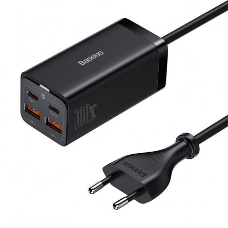 Baseus GaN3 Pro 100W Destop Fast Charger, USB-C x2, USB x2, Black - buitinis įkroviklis kaina