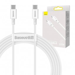 Baseus Superior Series USB-C to USB-C Cable, 2m, 100W, White - greito įkrovimo kabelis pigiau