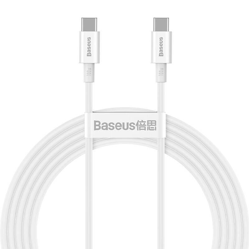 Baseus Superior Series USB-C to USB-C Cable, 2m, 100W, White - greito įkrovimo kabelis kaina