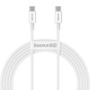 Baseus Superior Series USB-C to USB-C Cable, 2m, 100W, White - greito įkrovimo kabelis kaina