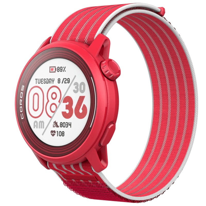 Coros PACE 3 42mm GPS Sport Watch, Red, Track Edition, Nylon - multisportinis išmanusis laikrodis kaina